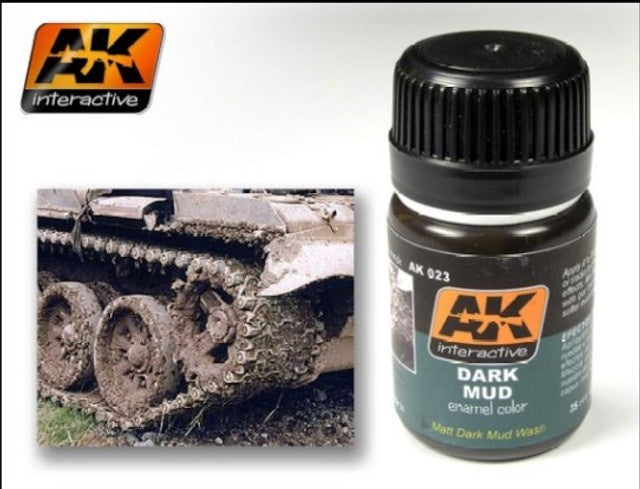 AK Interactive Dark Mud Enamel Paint 35ml Bottle - AKI23