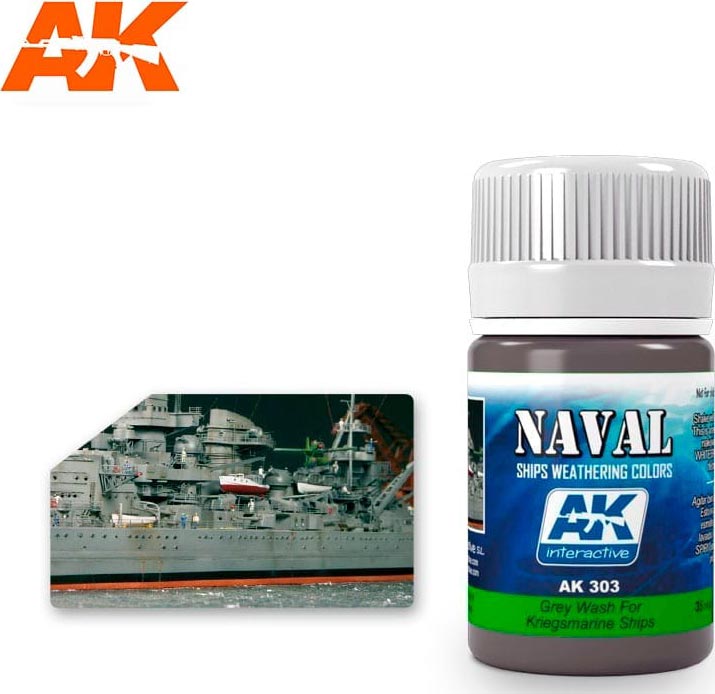 AK Interactive Kriegsmarine Ships Grey Wash Enamel Paint 35ml Bottle - AKI303