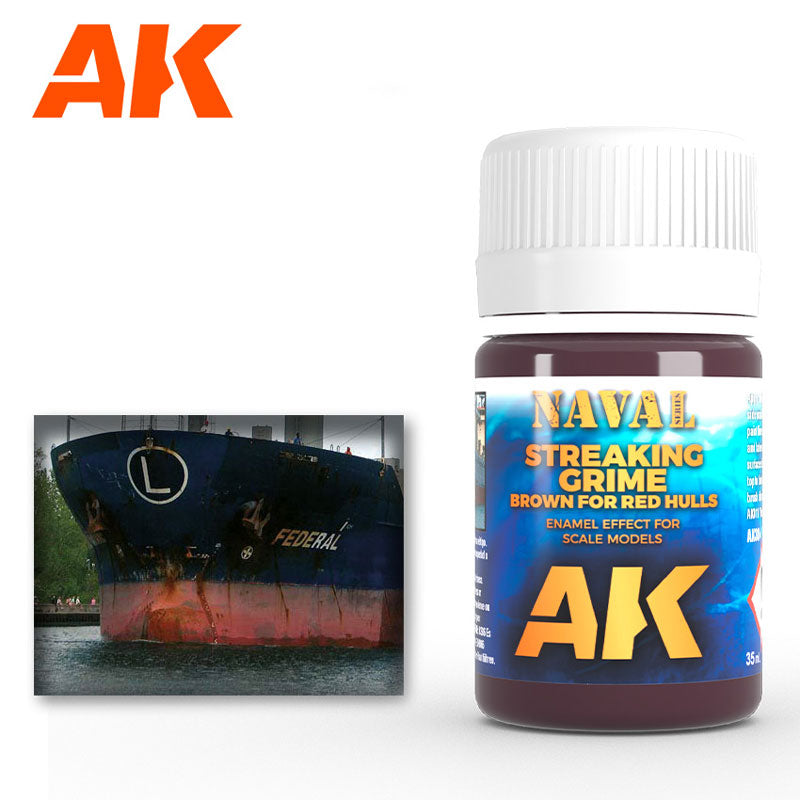AK Interactive Red Hulls Brown Streaking Grime Enamel Paint 35ml Bottle - AKI304