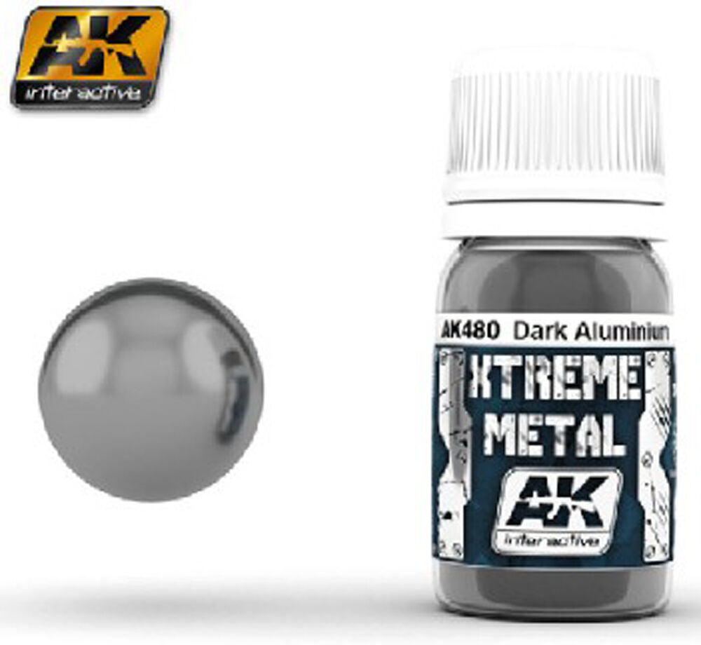 AK Interactive Xtreme Metal Dark Aluminum Metallic Paint 30ml Bottle - AKI480