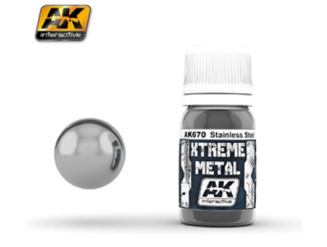 AK Interactive Xtreme Metal Stainless Steel Metallic Paint 30ml Bottle - AKI670