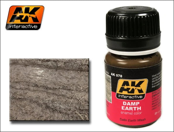 AK Interactive Damp Earth Satin Wash Enamel Paint 35ml Bottle - AKI78