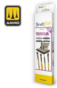 Diorama Brush Set: Synthetic Round, Stippling, Chevron, Filbert AMMO by Mig Jimenez