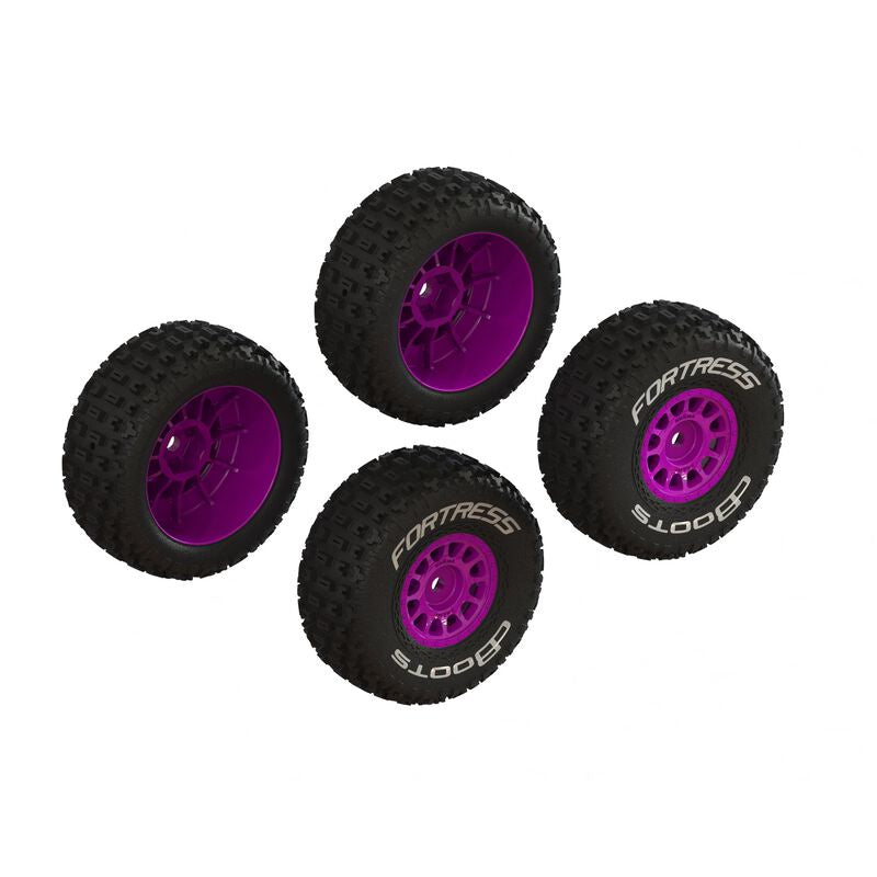 Arrma dBoots 'FORTRESS' Tire Set Glued (Purple) (2 Pairs)