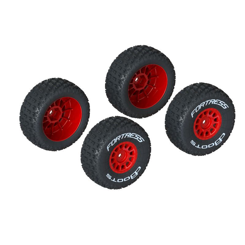 Arrma dBoots 'FORTRESS' Tire Set Glued (Red) (2 Pairs)