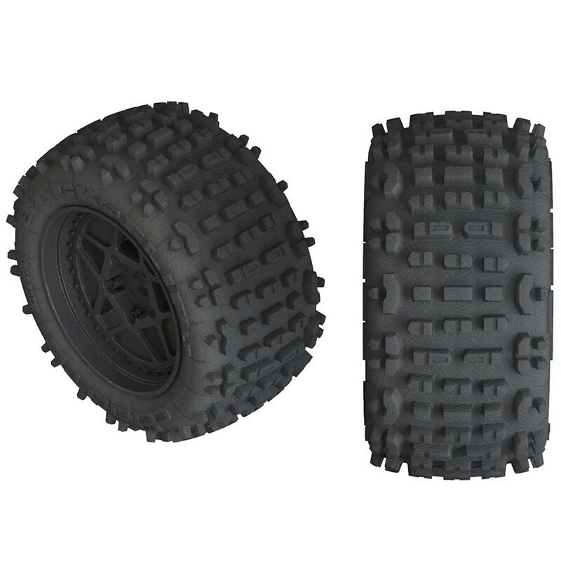 Arrma AR550050 Backflip LP 4S Tire 3.8 Glued Black (2) - ARAC9468