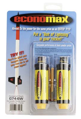 Aerotech G74-6W Economax 29mm Standard Line Single-Use Motors (2-pak) - ARO77406