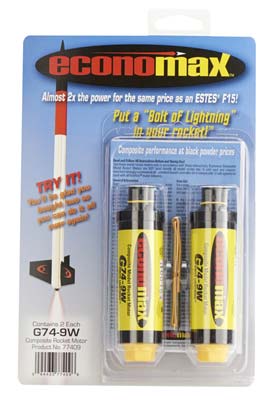 Aerotech G74-9W Economax 29mm Standard Line Single-Use Motors (2-pak) - ARO77409