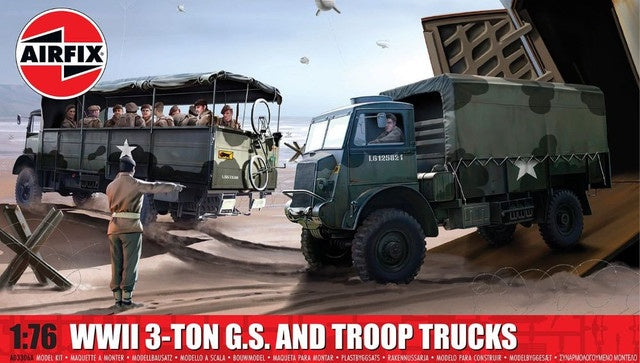 WWII 3-Ton 4x4 General Service & Troop Trucks (2 Kits) 1/76 Airfix