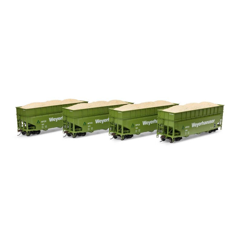 HO ATH 40' Wood Chip Hopper w/Load, WTCX #312/328/337/343 (4)