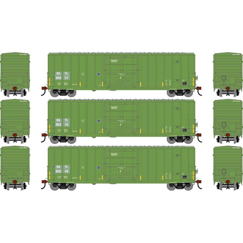 Athearn HO 50' FMC 5327 12' Plug Door Box Car, Bay Line Railroad (BAYL) #90213