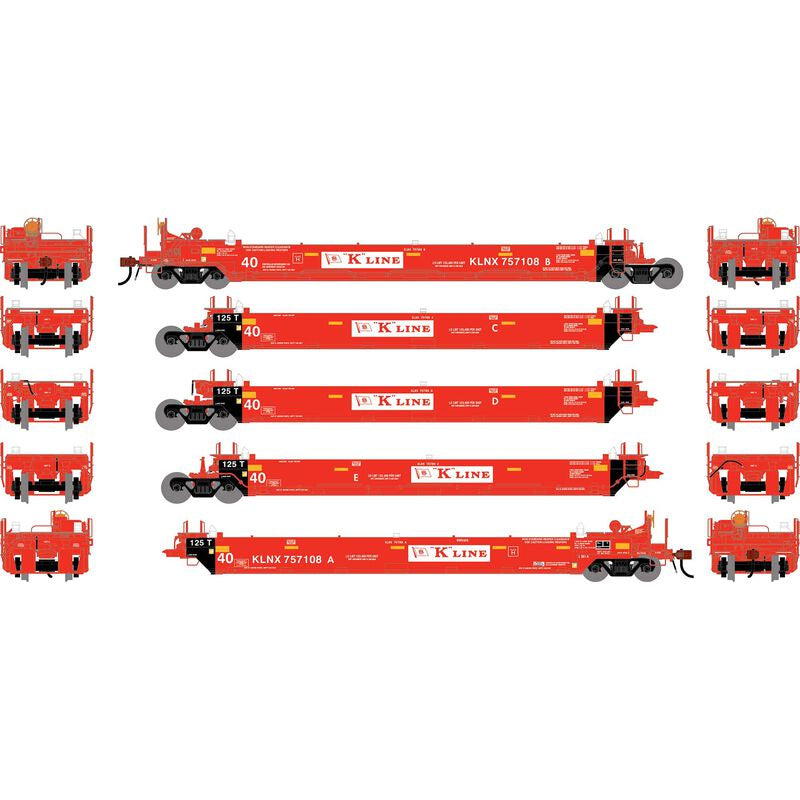 Athearn HO Gunderson Maxi-I Well Cars (5), KLNX #757108
