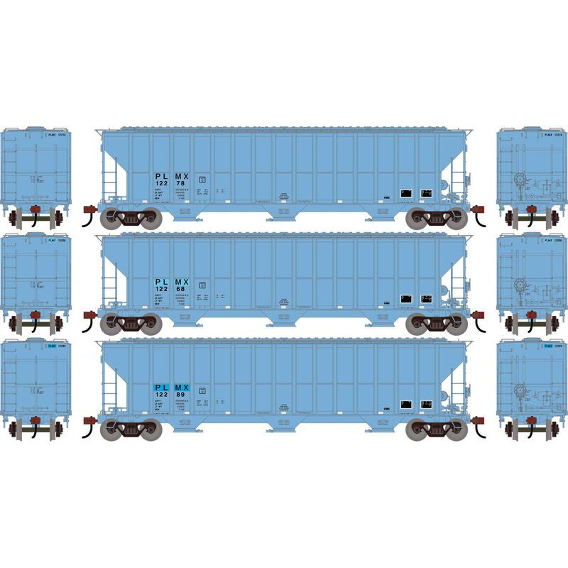 Athearn HO FMC 4700 Covered Hopper, PLMX #12278/12286/12289 (3)