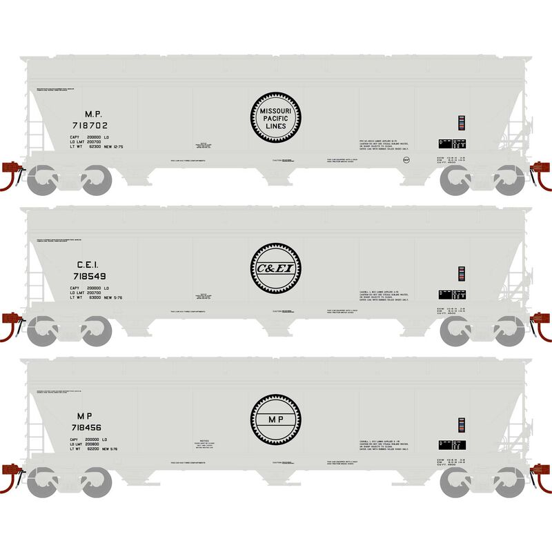 Athearn N ACF 4600 3-Bay Centerflow Hopper, MP/C&EI (3) - ATH12937