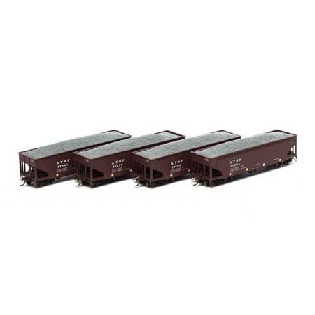 Athearn HO RTR 40' Offset Ballast Hopper w/Load, SF #1 (4) - ATH14516