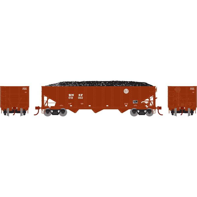 Athearn HO RTR 40' 3-Bay Ribbed Hopper w/Load,BNSF #618002 - ATH15156