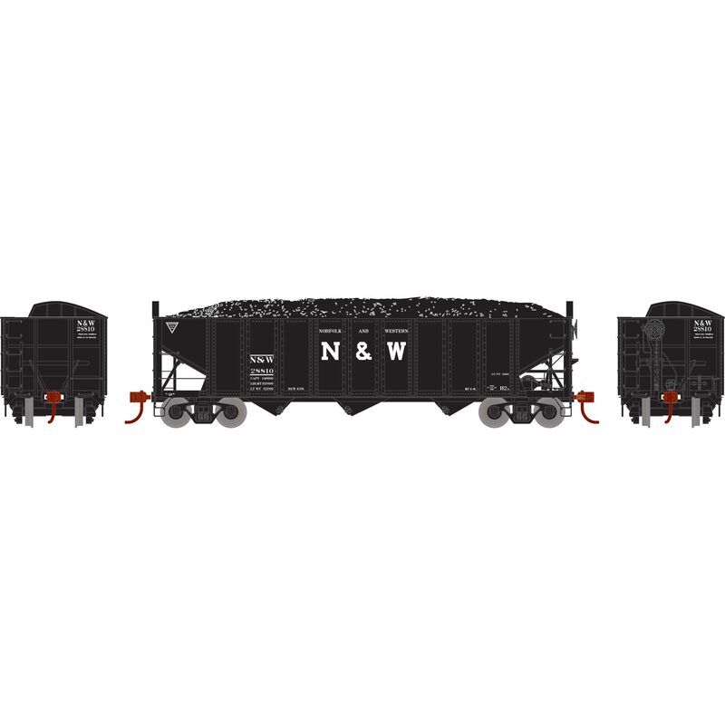 Athearn HO RTR 40' 3-Bay Ribbed Hopper w/Load, N&W #28810 - ATH15162