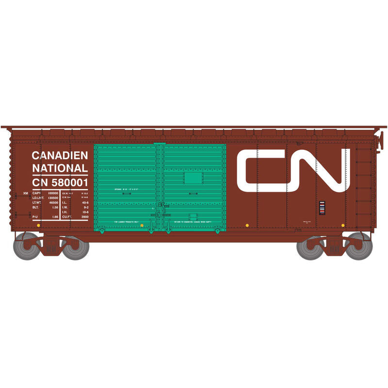 Athearn HO RTR 40' Double Door Box, CN/Green Doors #580001 - ATH16058