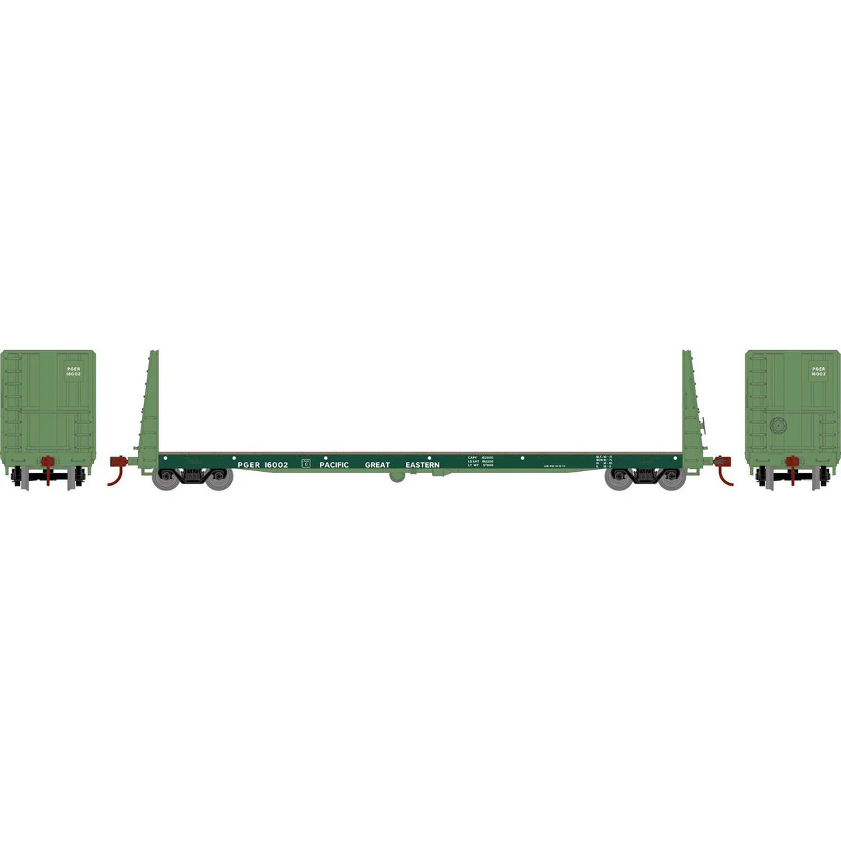 Athearn HO RTR 60' Bulkhead Flat, PGE #16002 - ATH17077