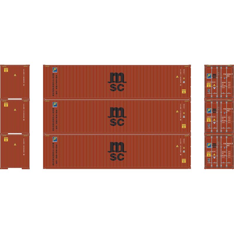 Athearn N 40' Corrugated HC Container, MSC/Florens #1 (3) - ATH17438