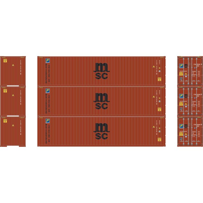 Athearn N 40' Corrugated HC Container, MSC/Florens #2 (3) - ATH17439