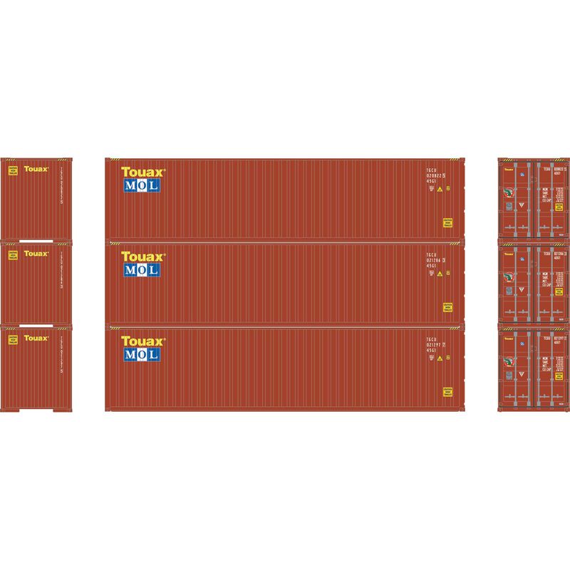 Athearn N 40' Corrugated HC Container, Touax/MOL #1 (3) - ATH17440