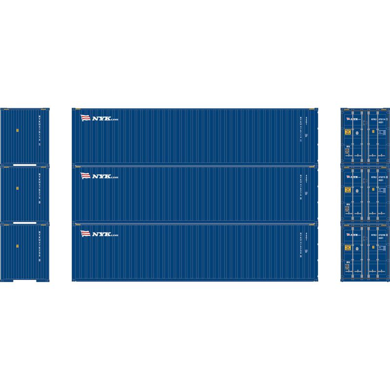 Athearn N 40' Corrugated HC Container, NYK #1 (3) - ATH17444