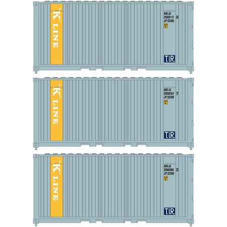 Athearn N 20' Corrugated Container, KLINE (3) - ATH17695