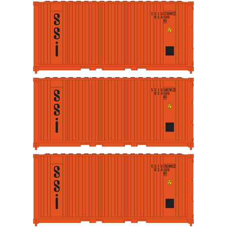 Athearn N 20' Corrugated Container, SS (3) - ATH17698