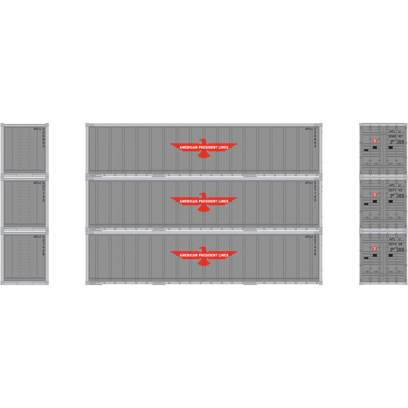 Athearn N 40' Smooth Side Container, APL (3) - ATH17701