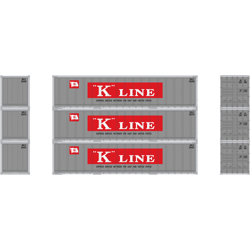 Athearn N 40' Smooth Side Container, KLINE (3) - ATH17702