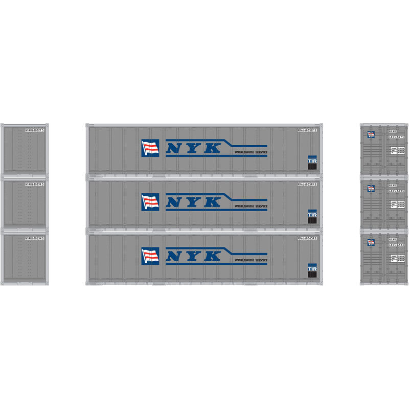 Athearn N 40' Smooth Side Container, NYK (3) - ATH17705