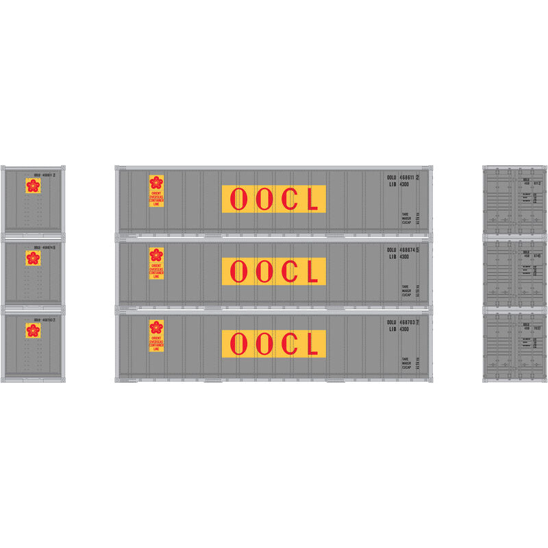 Athearn N 40' Smooth Side Container, OOCL (3) - ATH17706