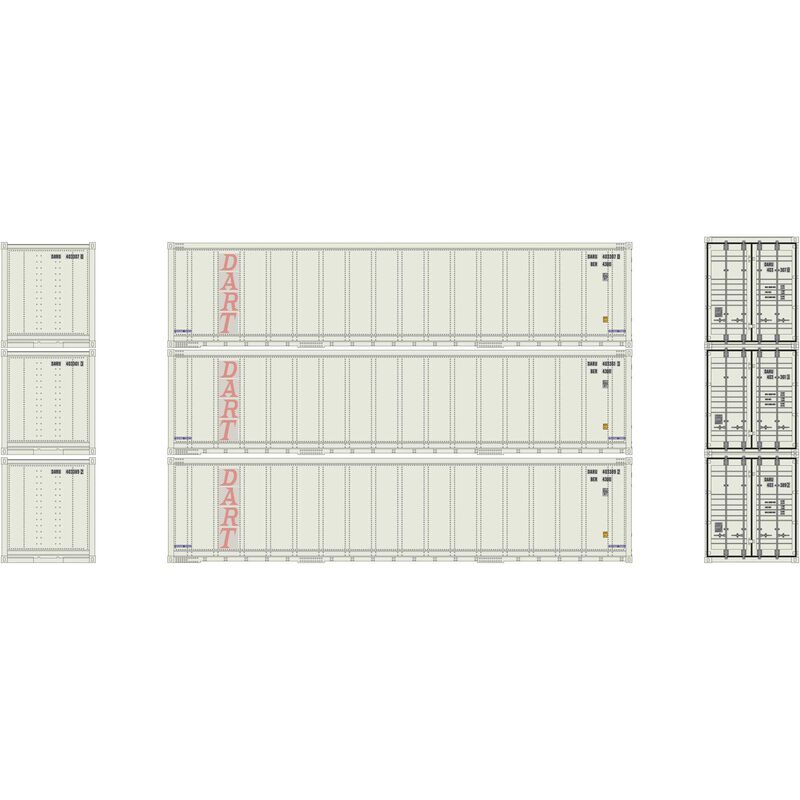Athearn N 40' Smooth Side Container, DART (3) - ATH17708