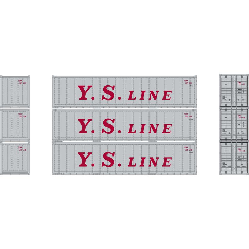 Athearn N 40' Smooth Side Container, YS Line (3) - ATH17709