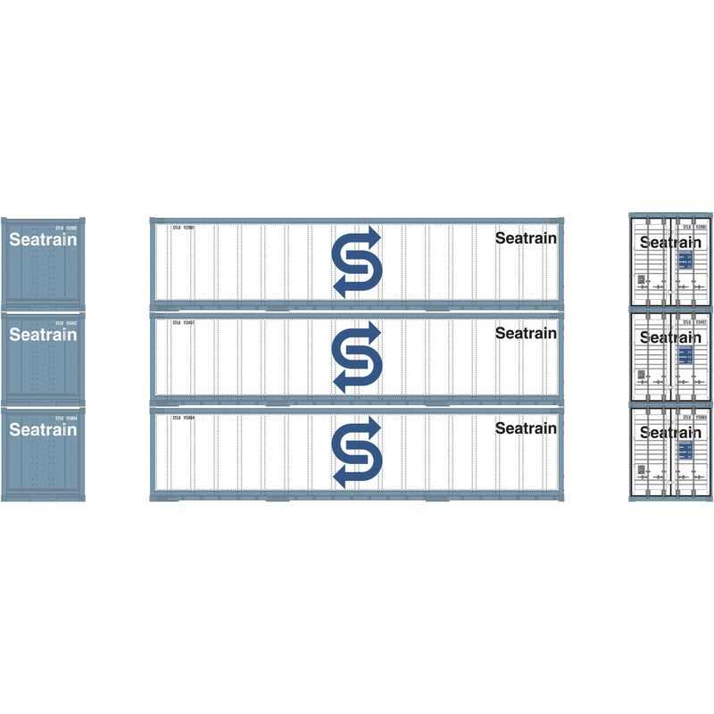 Athearn N 40' Smooth Side Container, Sea Train (3) - ATH17710