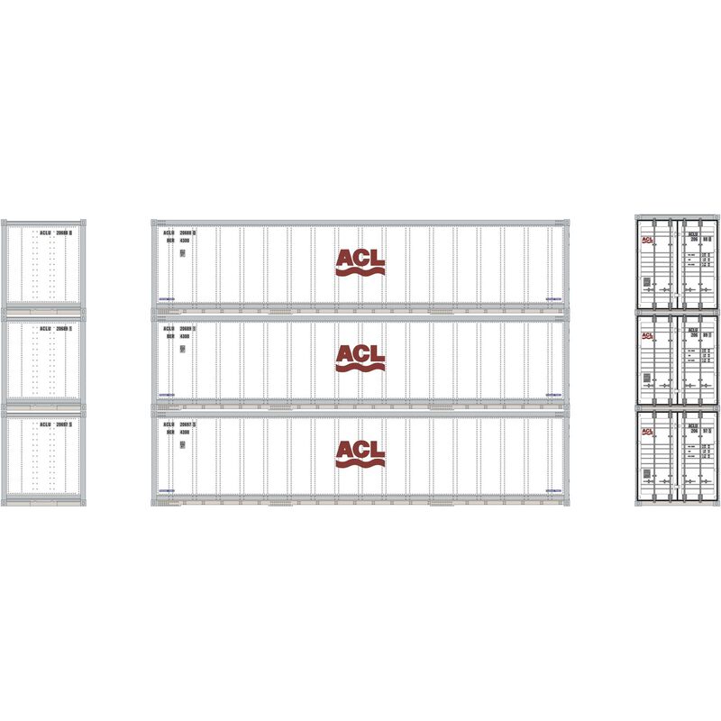 Athearn N 40' Smooth Side Container, ACL (3) - ATH17711