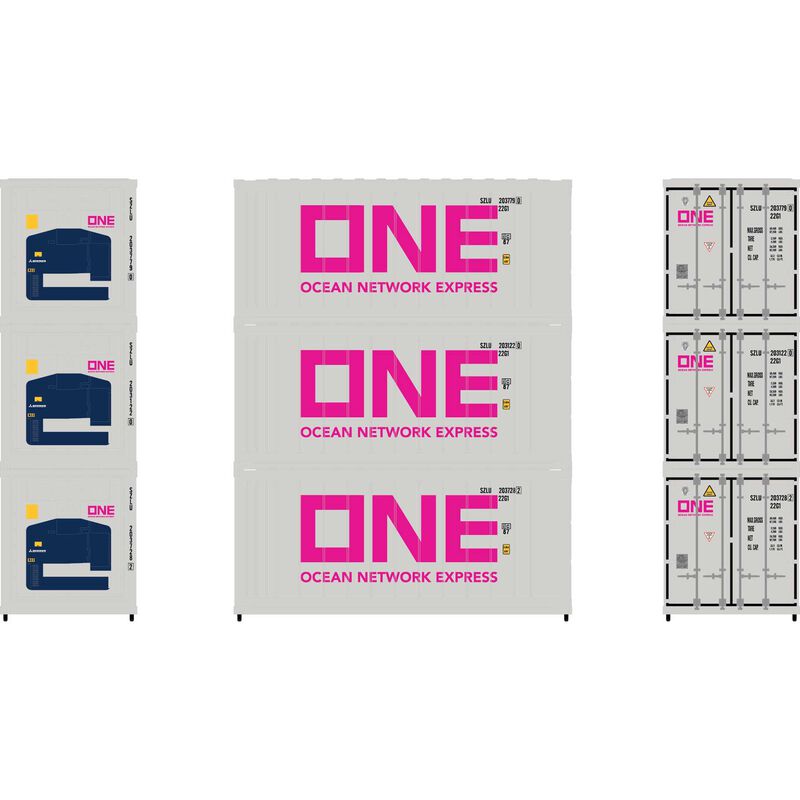 Athearn N 20' Reefer Container, ONE (3) - ATH17730