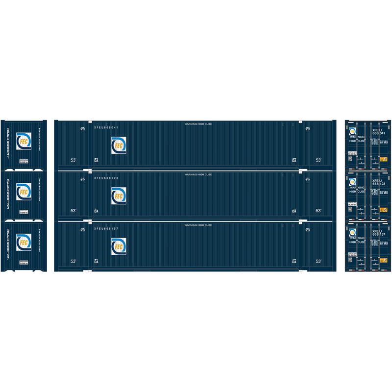 Athearn N 53' Jindo Container, FEC (3) - ATH17763