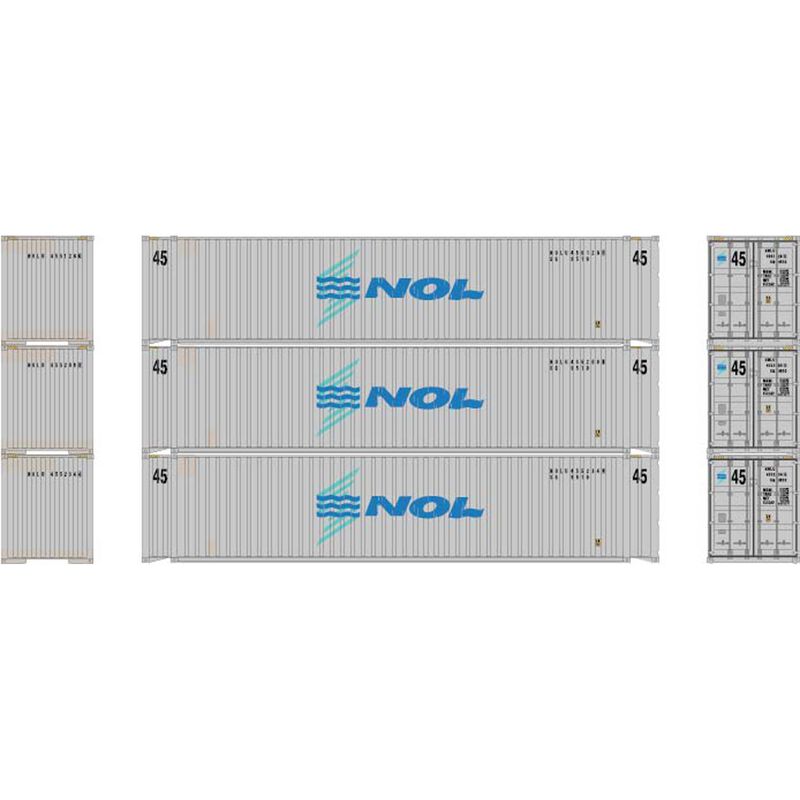 Athearn N 45' Container, NOL #2 (3) - ATH17893