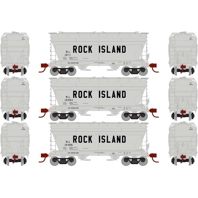 Athearn N ACF 2970 Covered Hopper, RI (3) - ATH23456