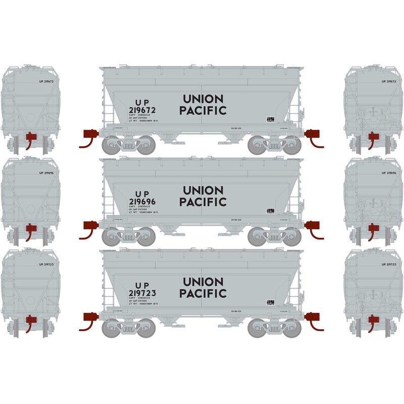 Athearn N ACF 2970 Covered Hopper, UP/Large Lettering (3) - ATH23459