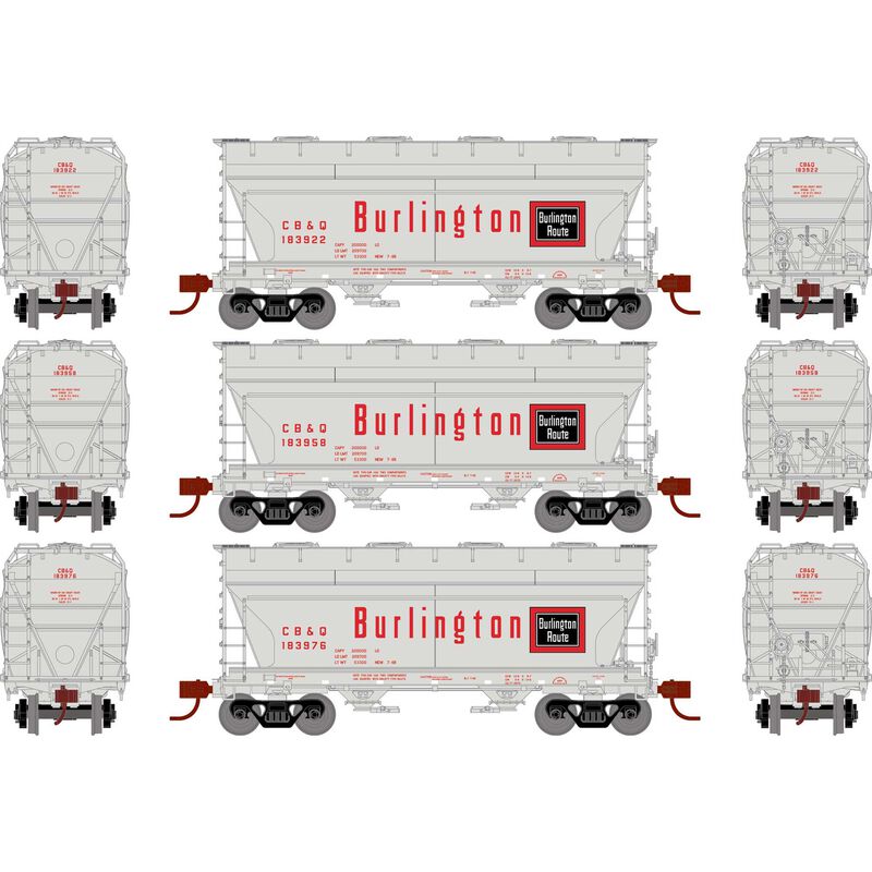 Athearn N ACF 2970 Covered Hopper, CB&Q (3) - ATH24664