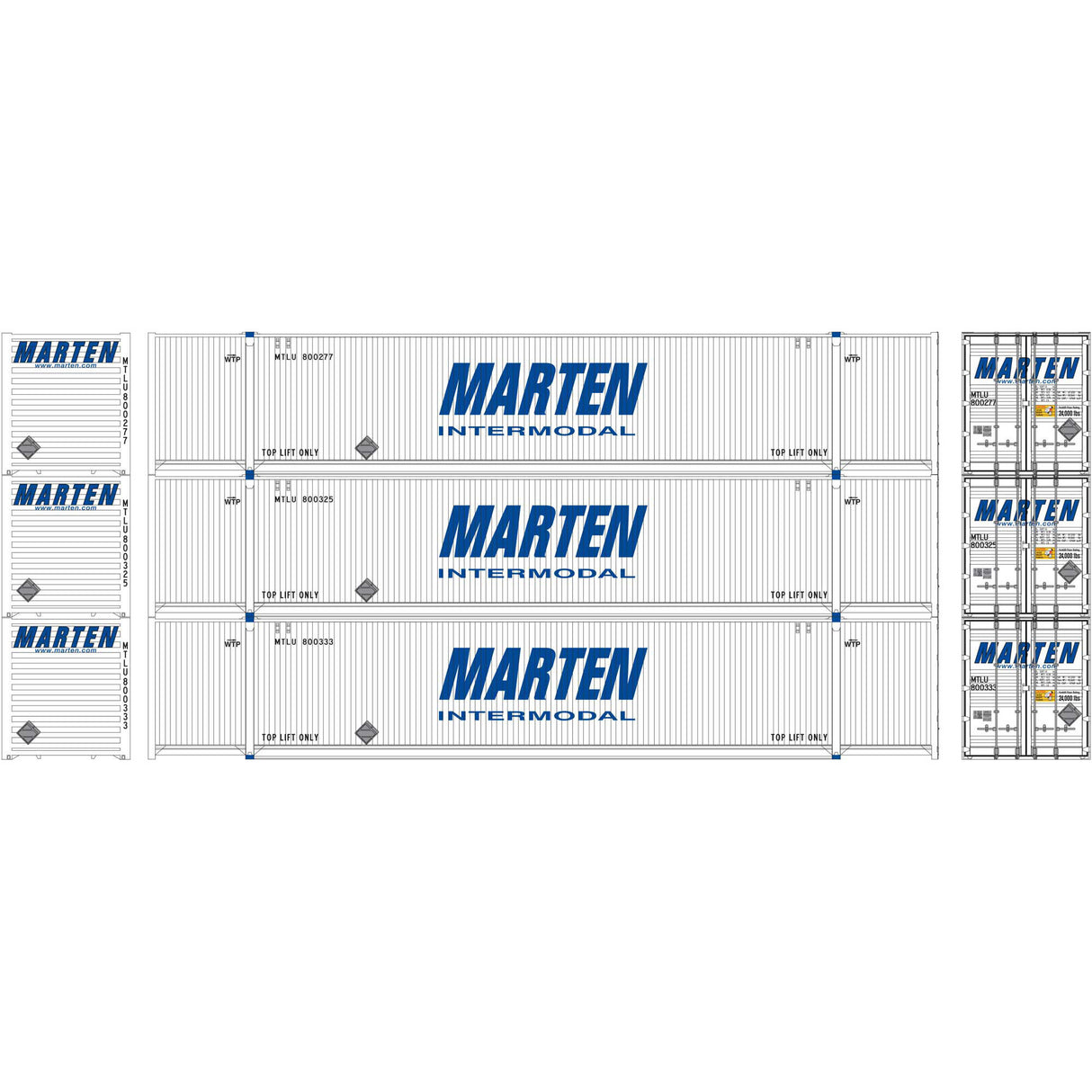 Athearn HO RTR 53' CIMC Container, Maten (3) - ATH26637