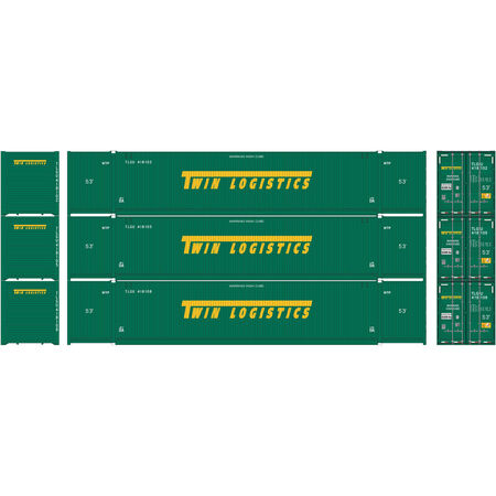 Athearn HO RTR 53' CIMC Container, Twin Logistics (3) - ATH26638