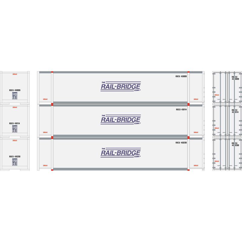 Athearn HO RTR 48' Container, Rail Bridge #1 (3) - ATH27692