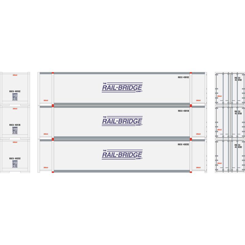 Athearn HO RTR 48' Container, Rail Bridge #2 (3) - ATH27693
