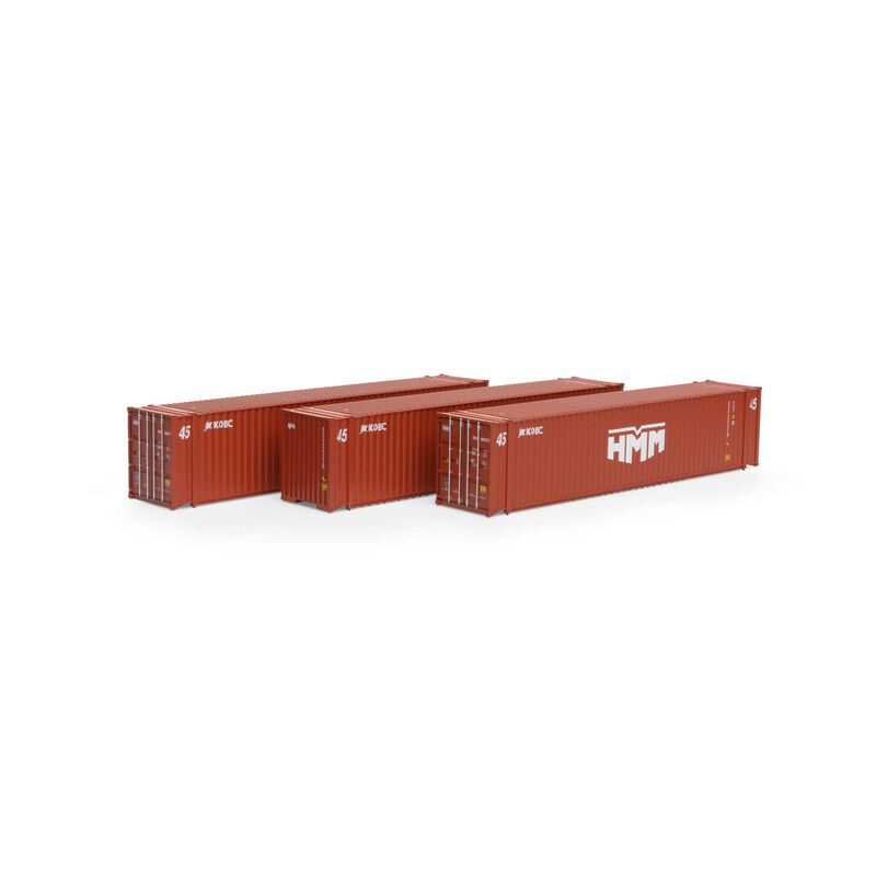Athearn HO RTR 45' Container, HMM/KOBC #2 (3) - ATH28037