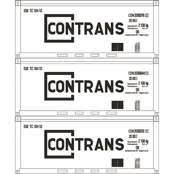 Athearn HO RTR 20' Smooth Side Containers, Contrans (3) - ATH28826