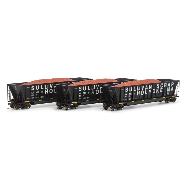 Athearn HO RTR Bathtub Gondola w/Load, EAMX #1 (3) - ATH29645